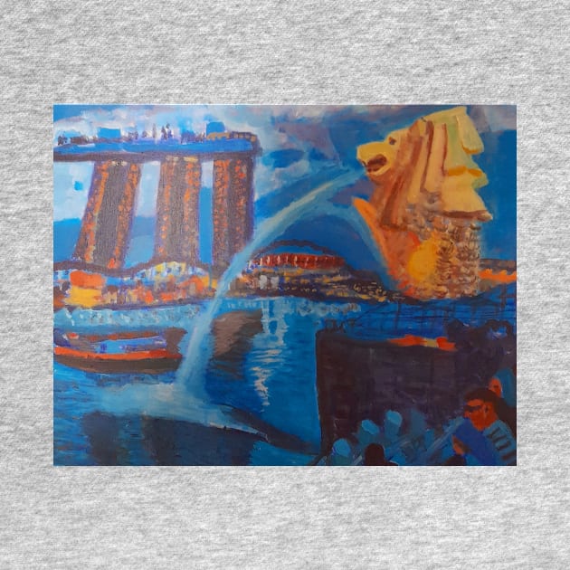 A scenery of the Merlion in Singapore by Sabrina's Design